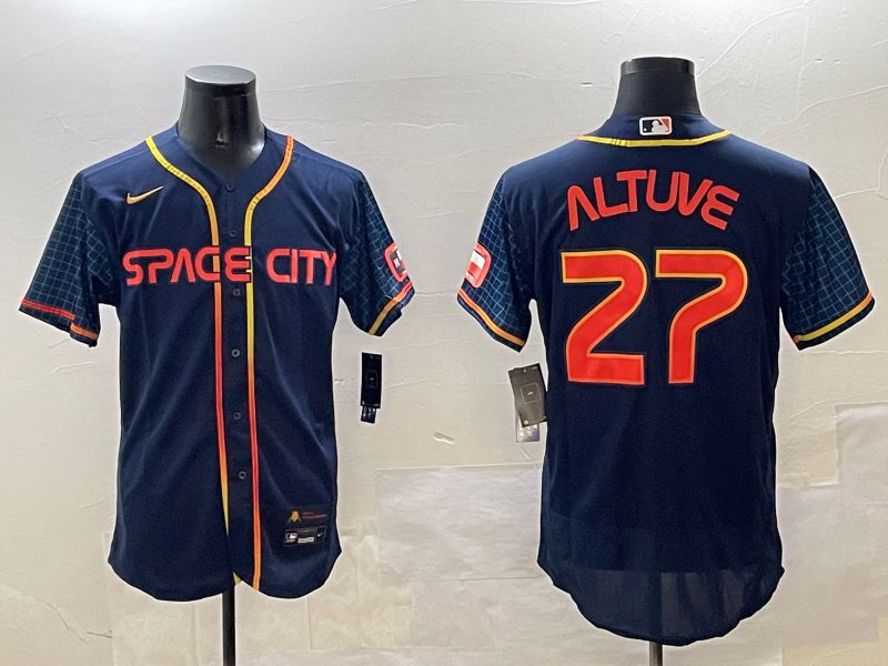 Men Houston Astros #27 Altuve Blue City Edition Elite 2025 Nike MLB Jersey style 1